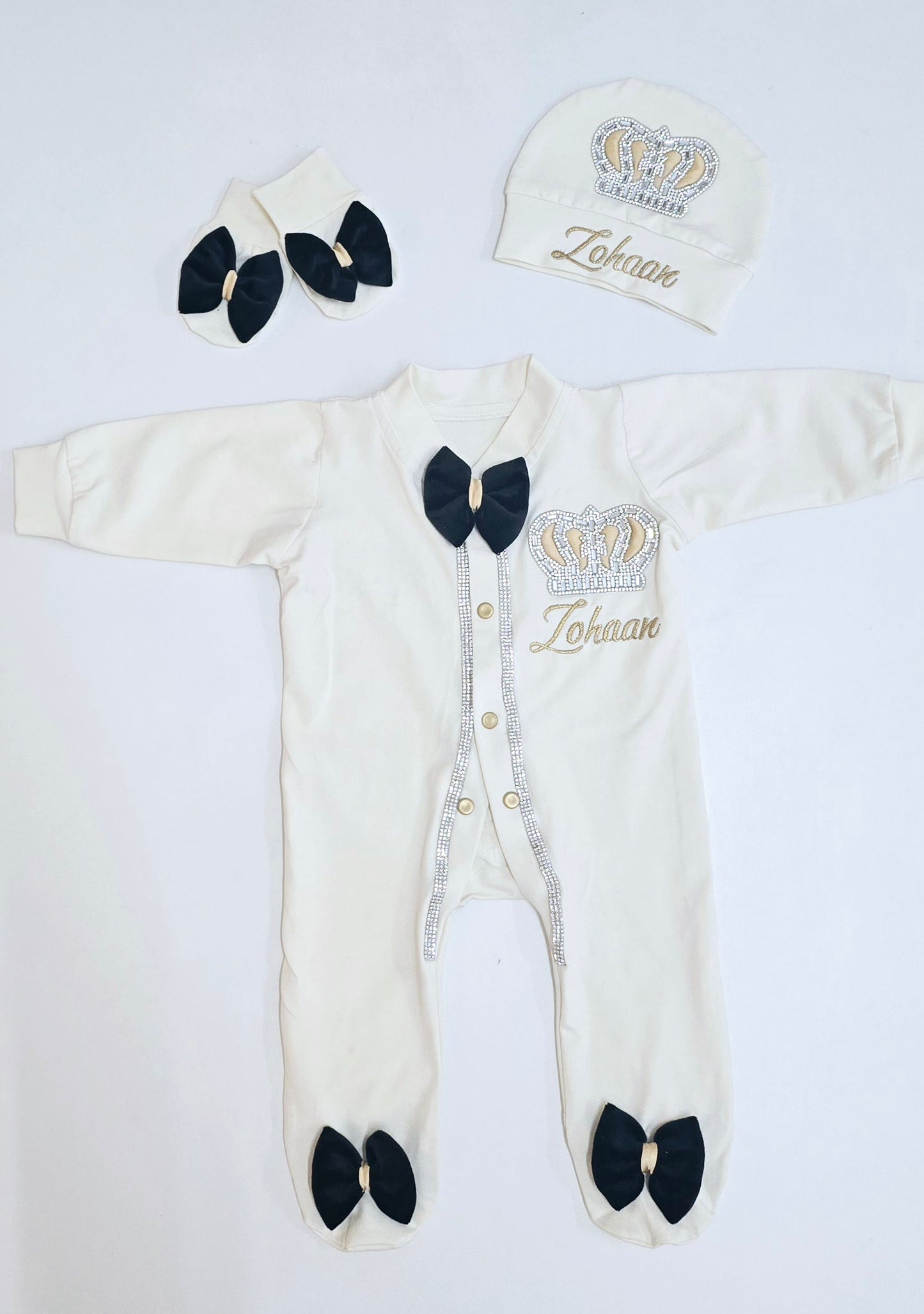 The Ivory Black Sarwoski Romper Set
