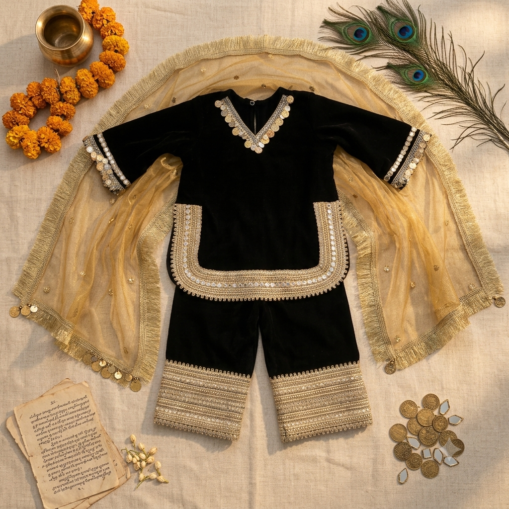 Black Embroidered Ethnic Set