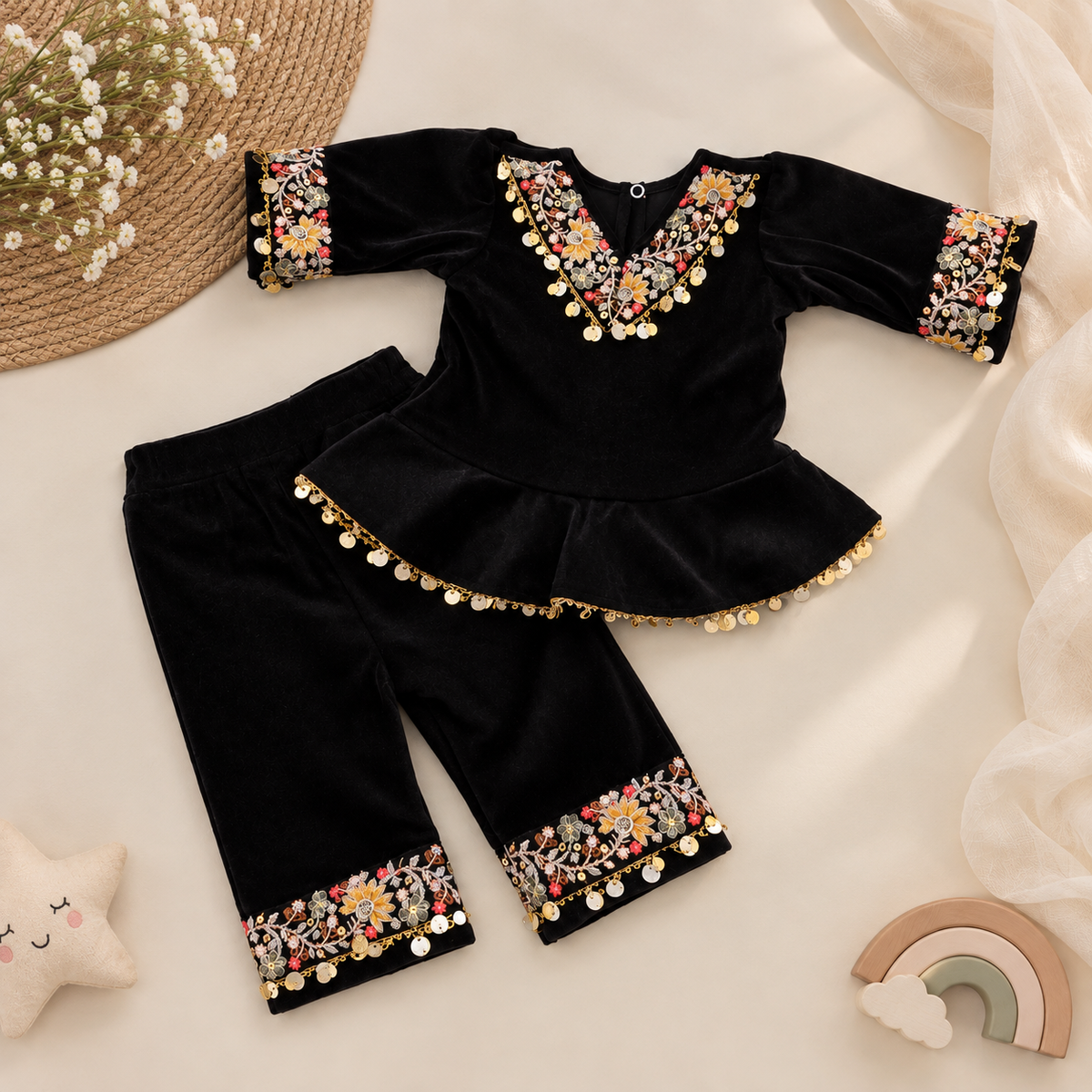 Floral Embroidered Festive Ethnic Outfit Set