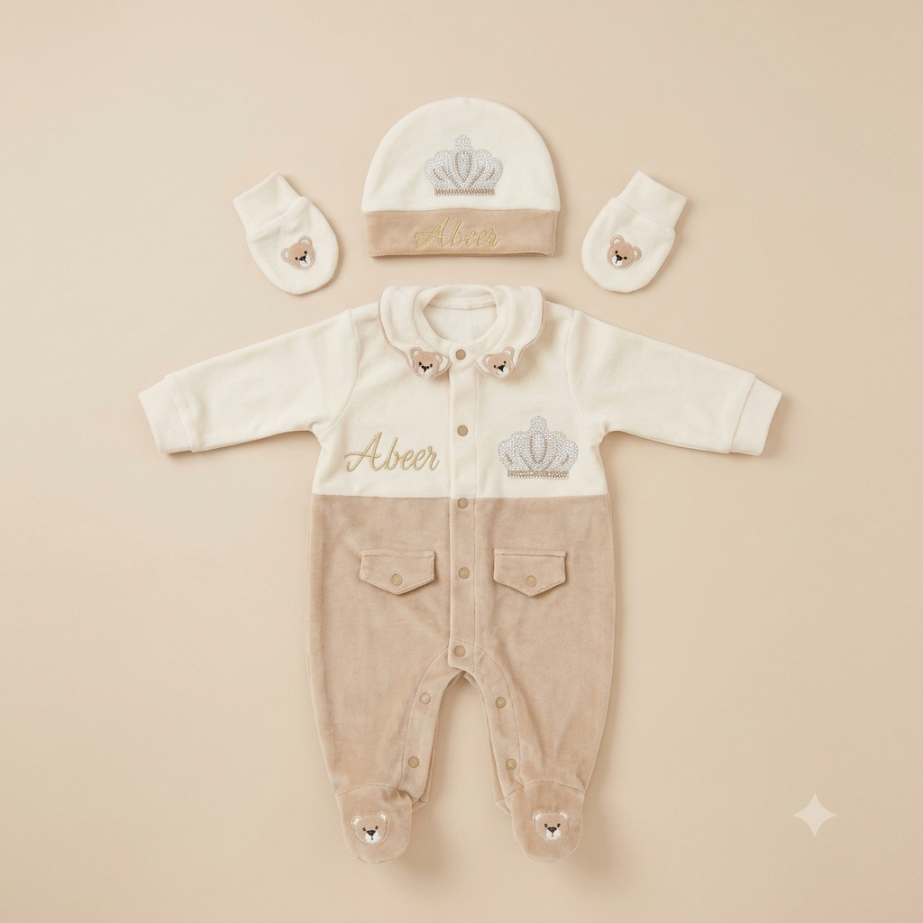 Crown Teddy Romper Set