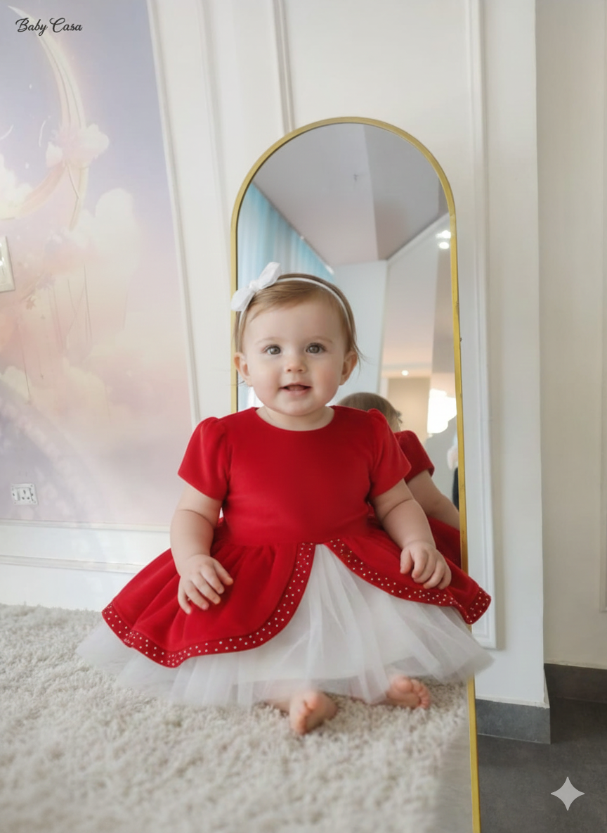 Red Peplum Tulle Dress