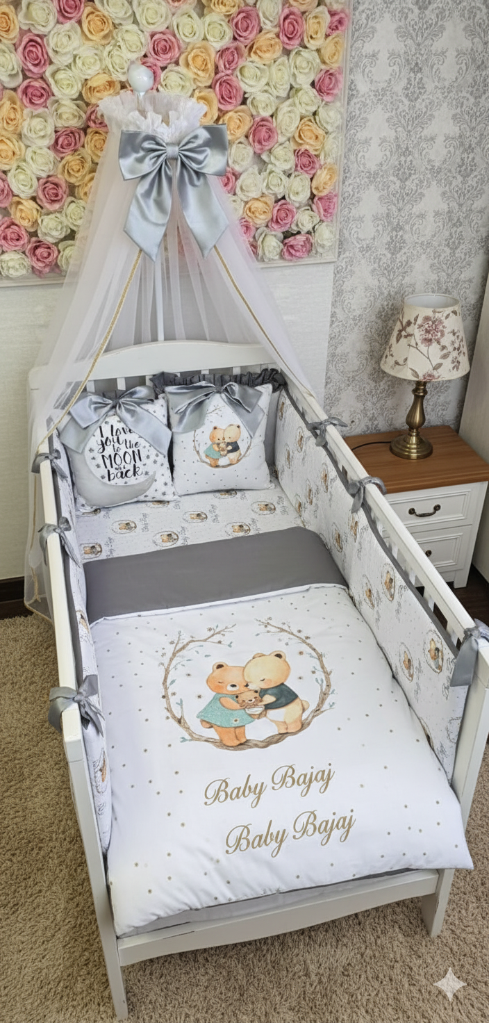 he "I Love You to the Moon" Personalized Crib Bedding Set