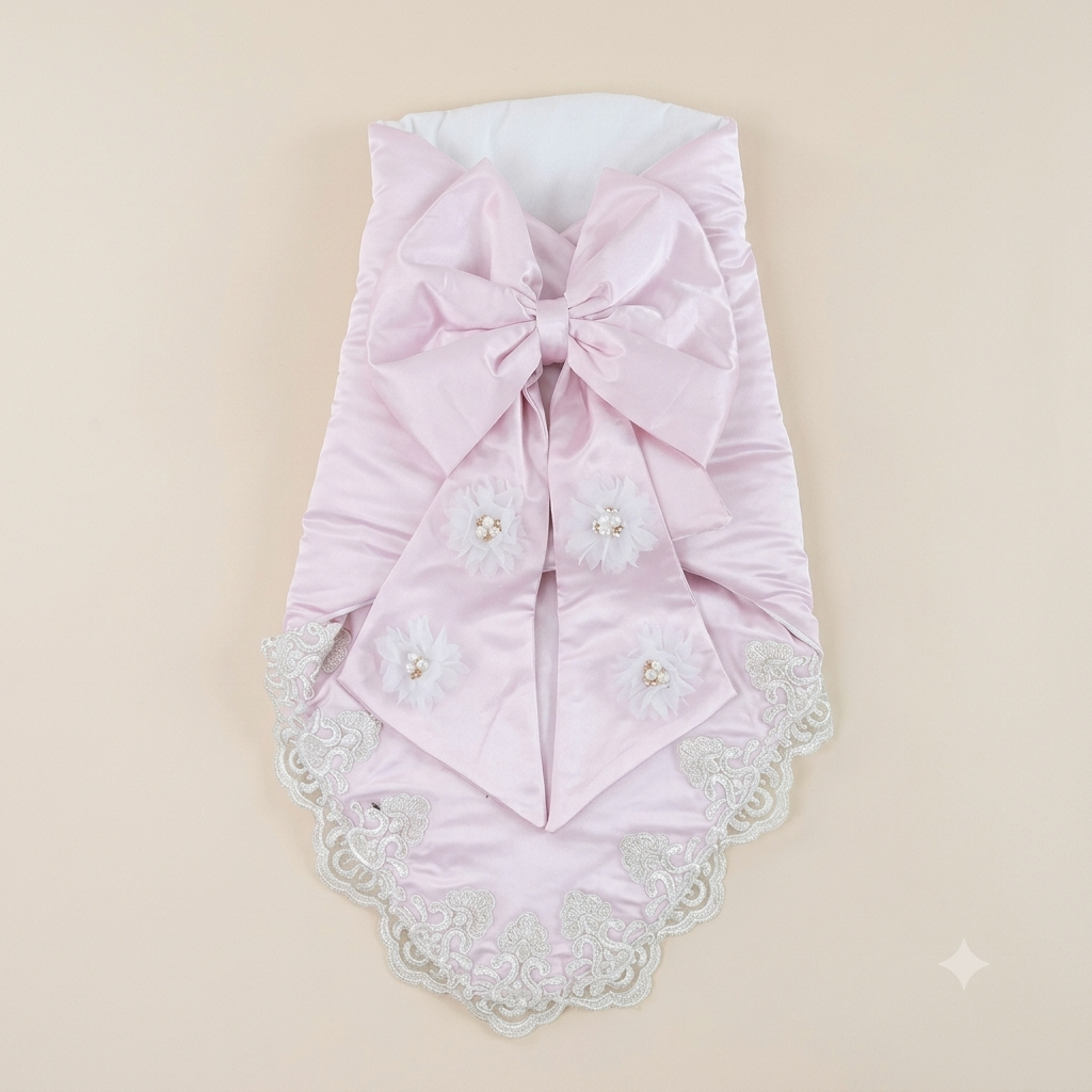 Blush Pink Floral Bow Wrap
