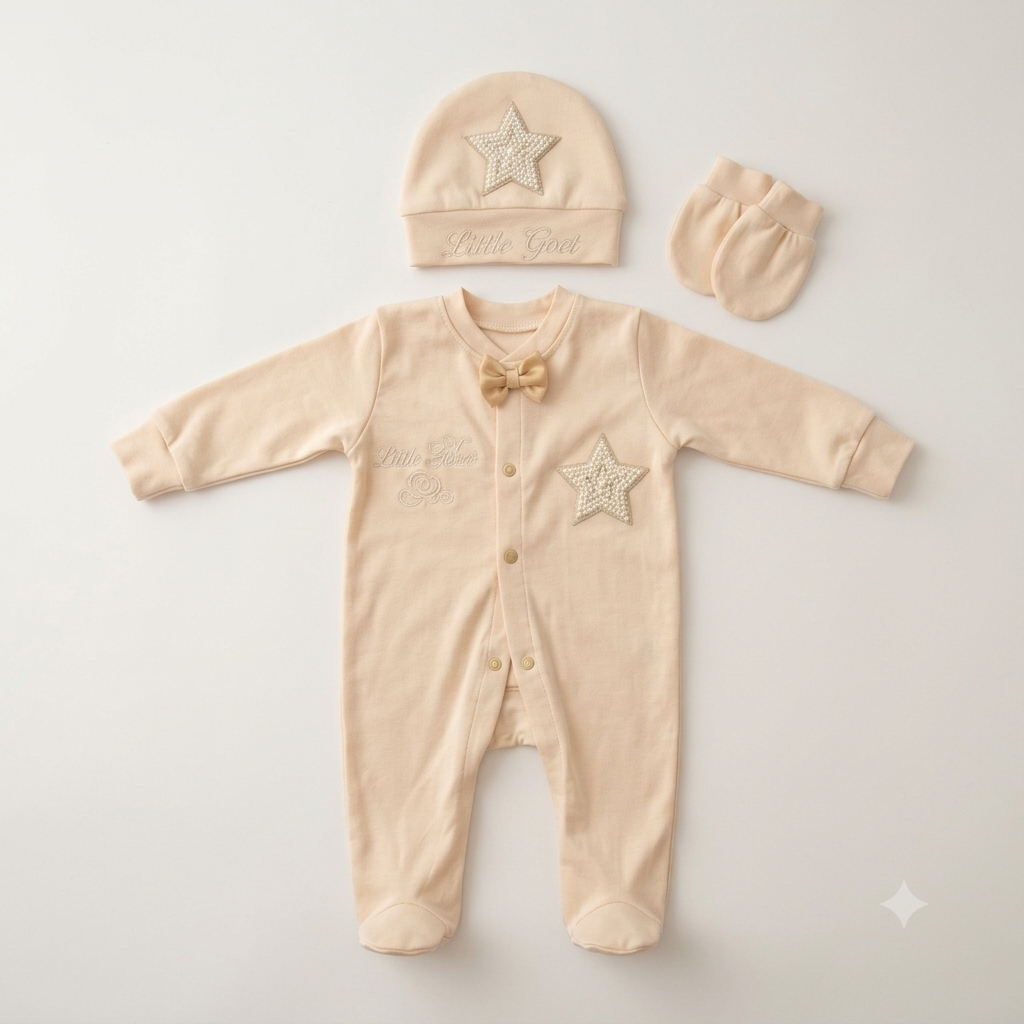 Beige Little Star Romper Set