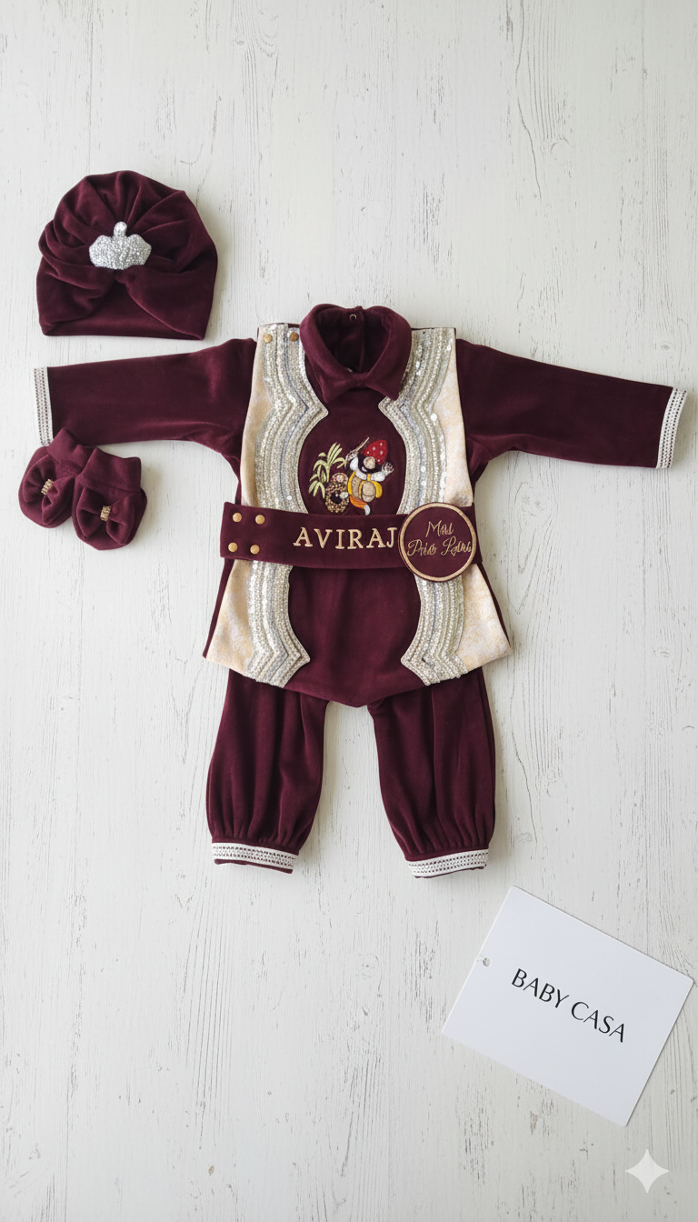 Regal Velvet Baby Boy Outfit