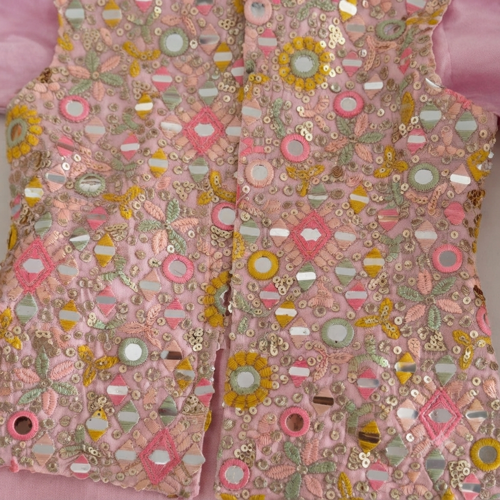 Pink Mirrorwork Kurta Set