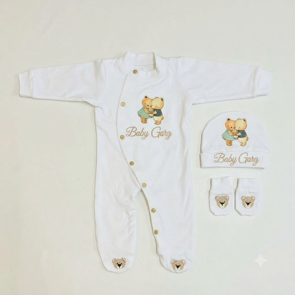 Teddy Love Ivory Romper Set