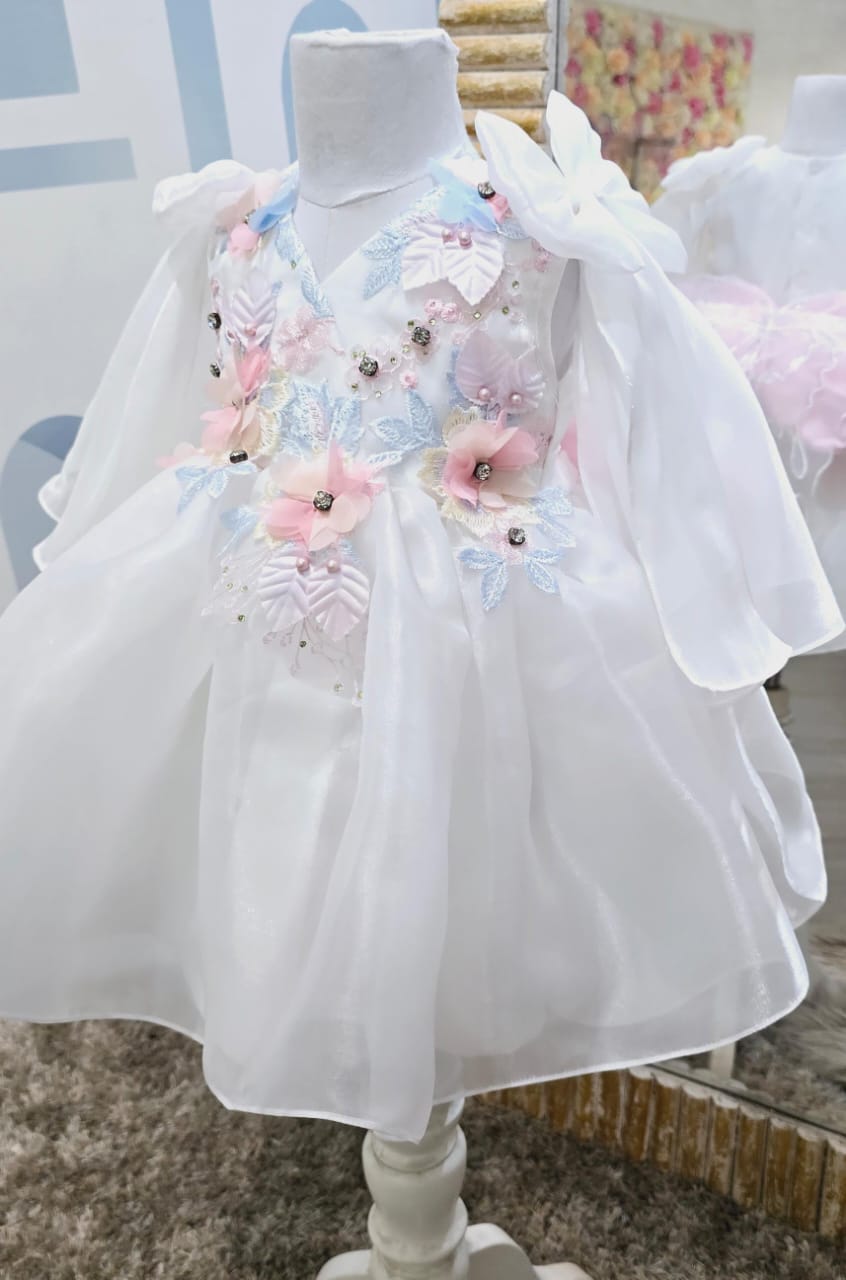 The White Floral Organza Frock