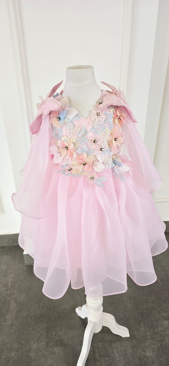 The Pink Organza Floral Frock