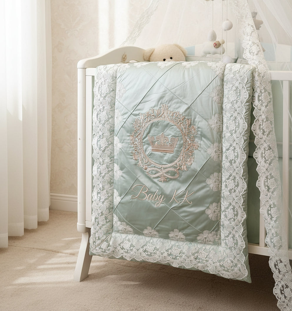 The Sage Green Satin Royal Blanket