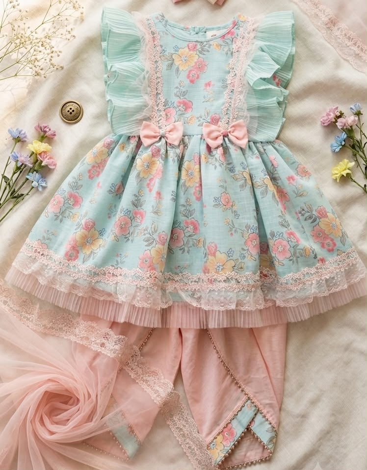 Peachy Mint Floral Tulip Set