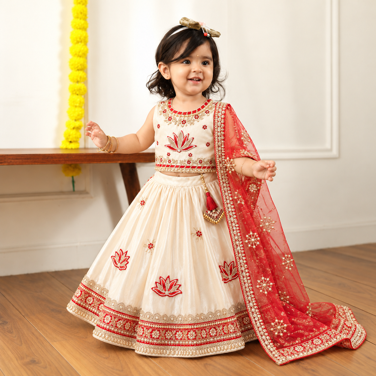Ivory Lotus Lehenga Set