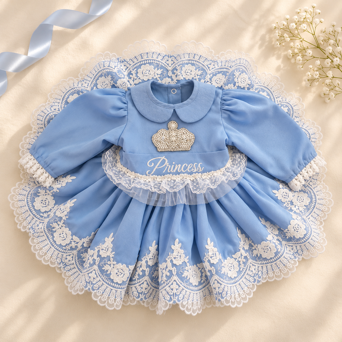Powder Blue Princess Lace Frock