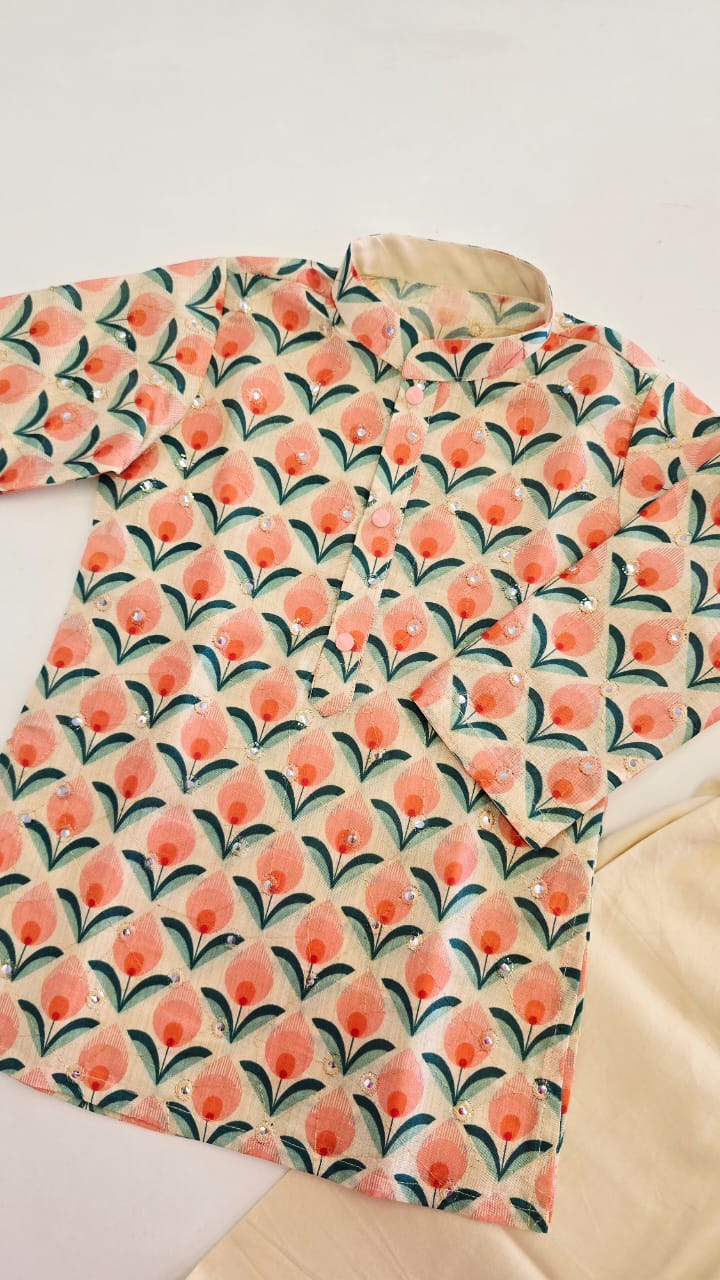 The Beige Floral Kurta Set