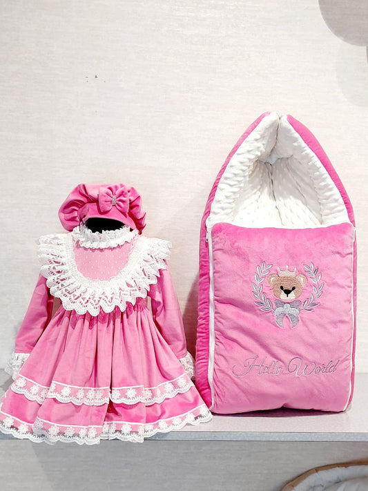 Baby Bear Bow Wrap & Romper Themed Set