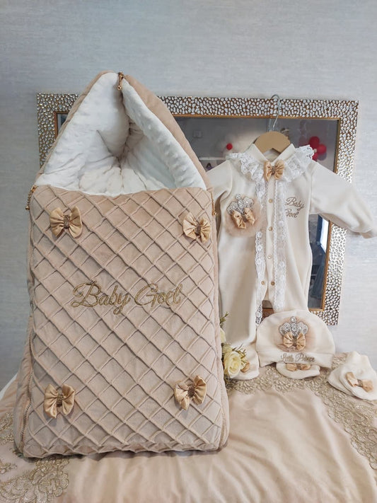 Beautiful Little Baby Bow wrap & Romper Set Combo