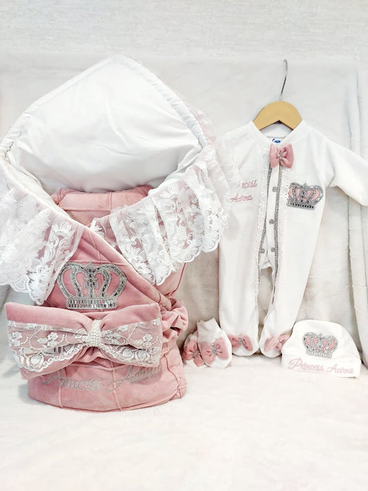 Crown Bow Wrap & Romper Themed Set