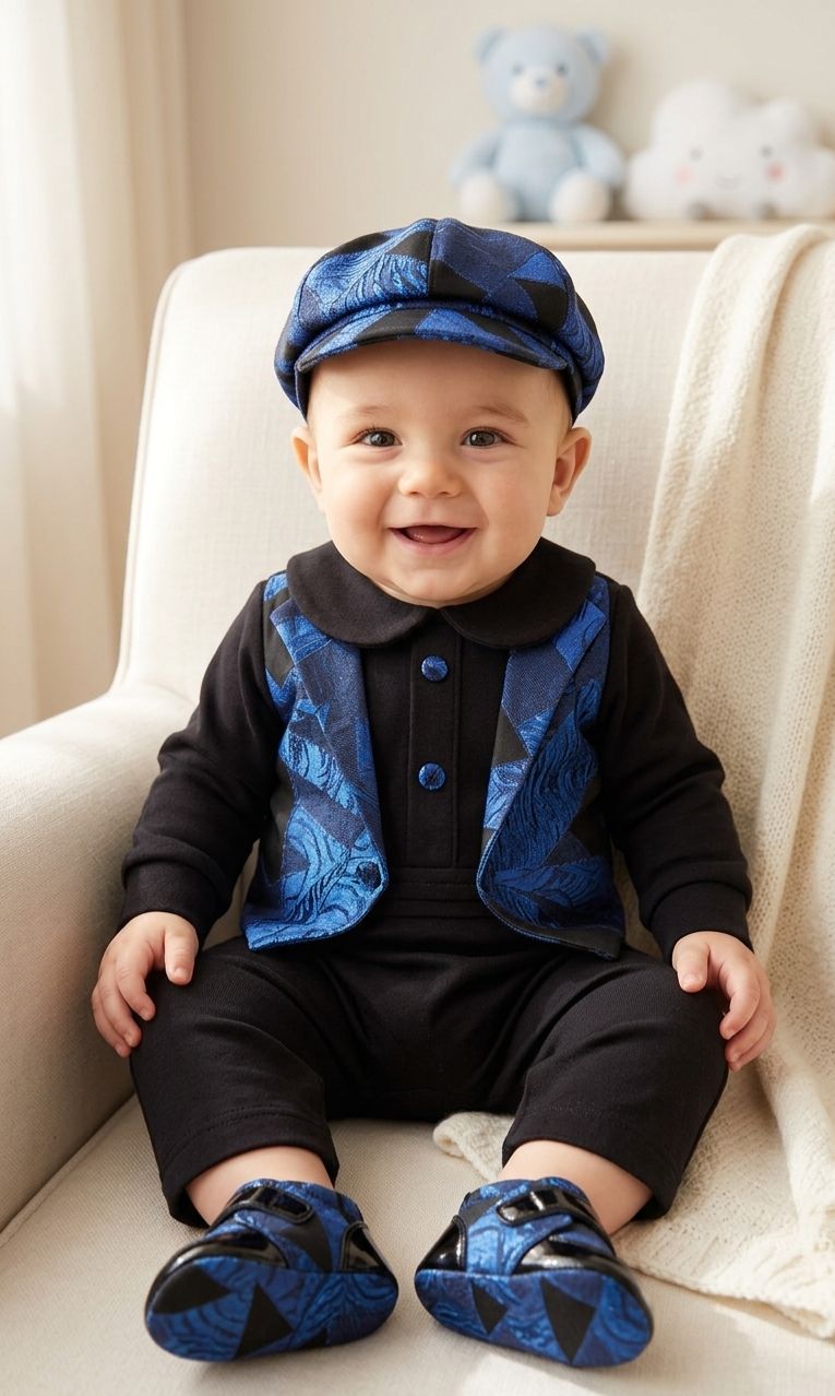 Bespoke Blue Tuxedo Romper