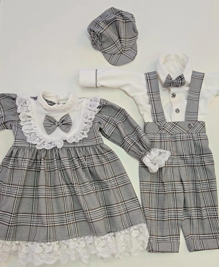Grey Plaid Sibling Twinning Set