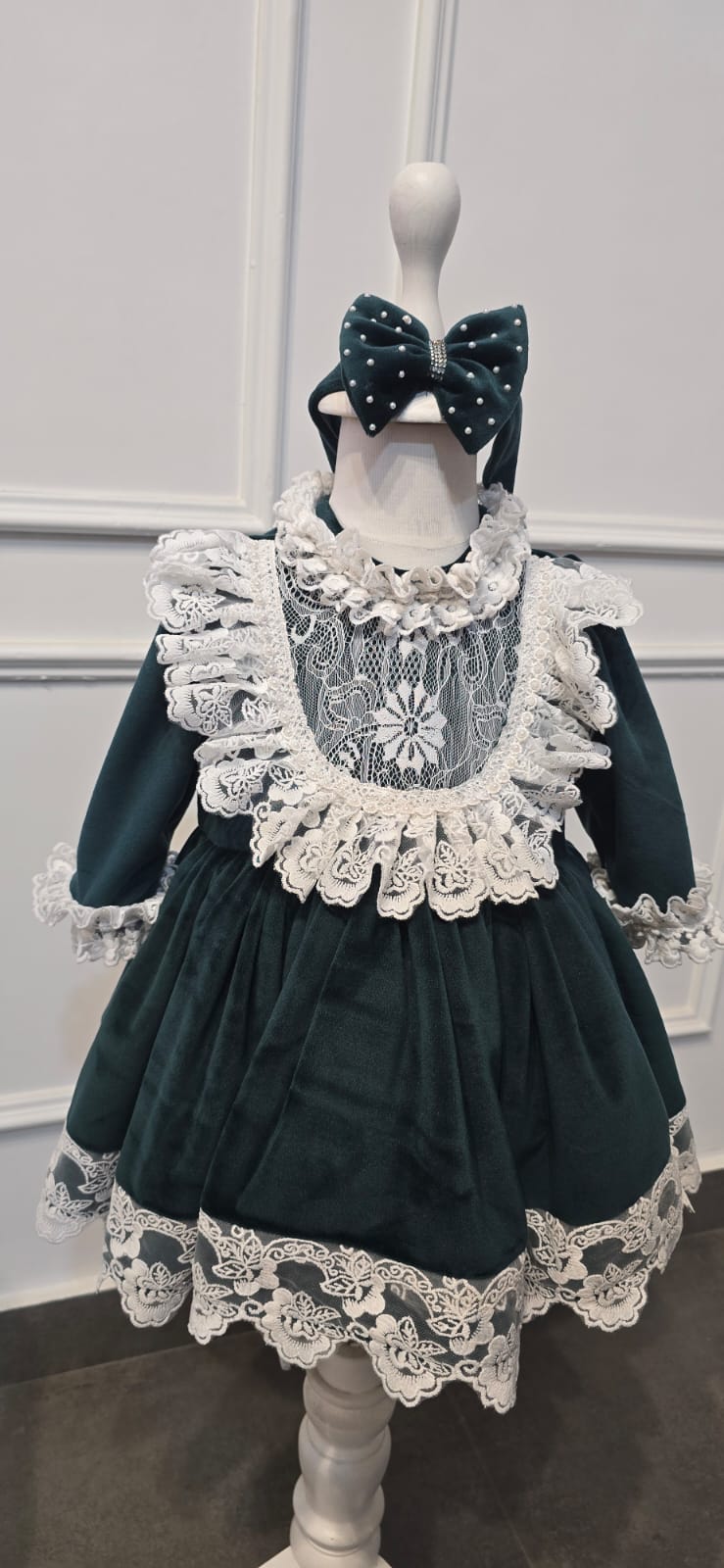 Bottle Green Lace Party Frock