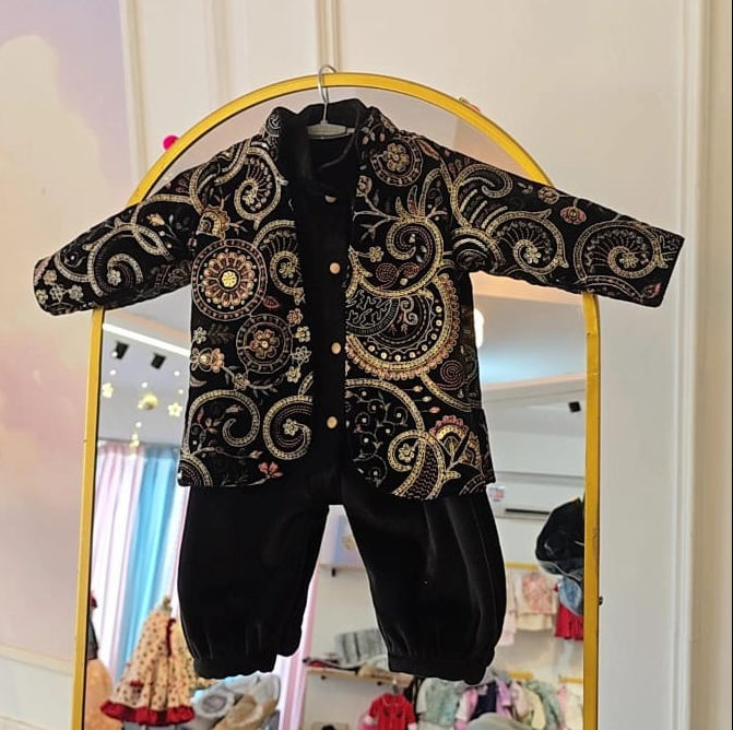 Heritage Gold & Black Velvet Infant Set
