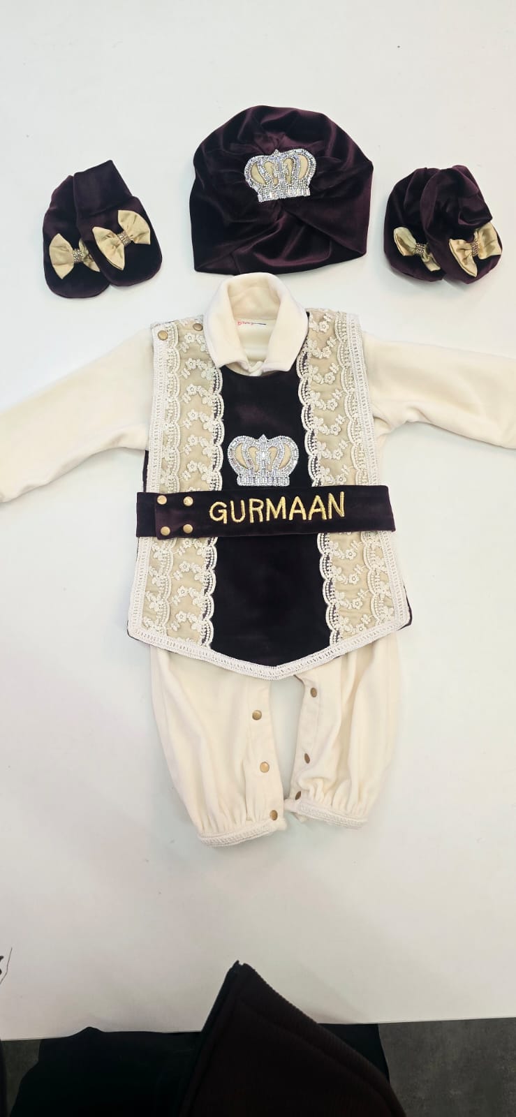 Personalized "Little Prince" Luxury Velvet Romper Set