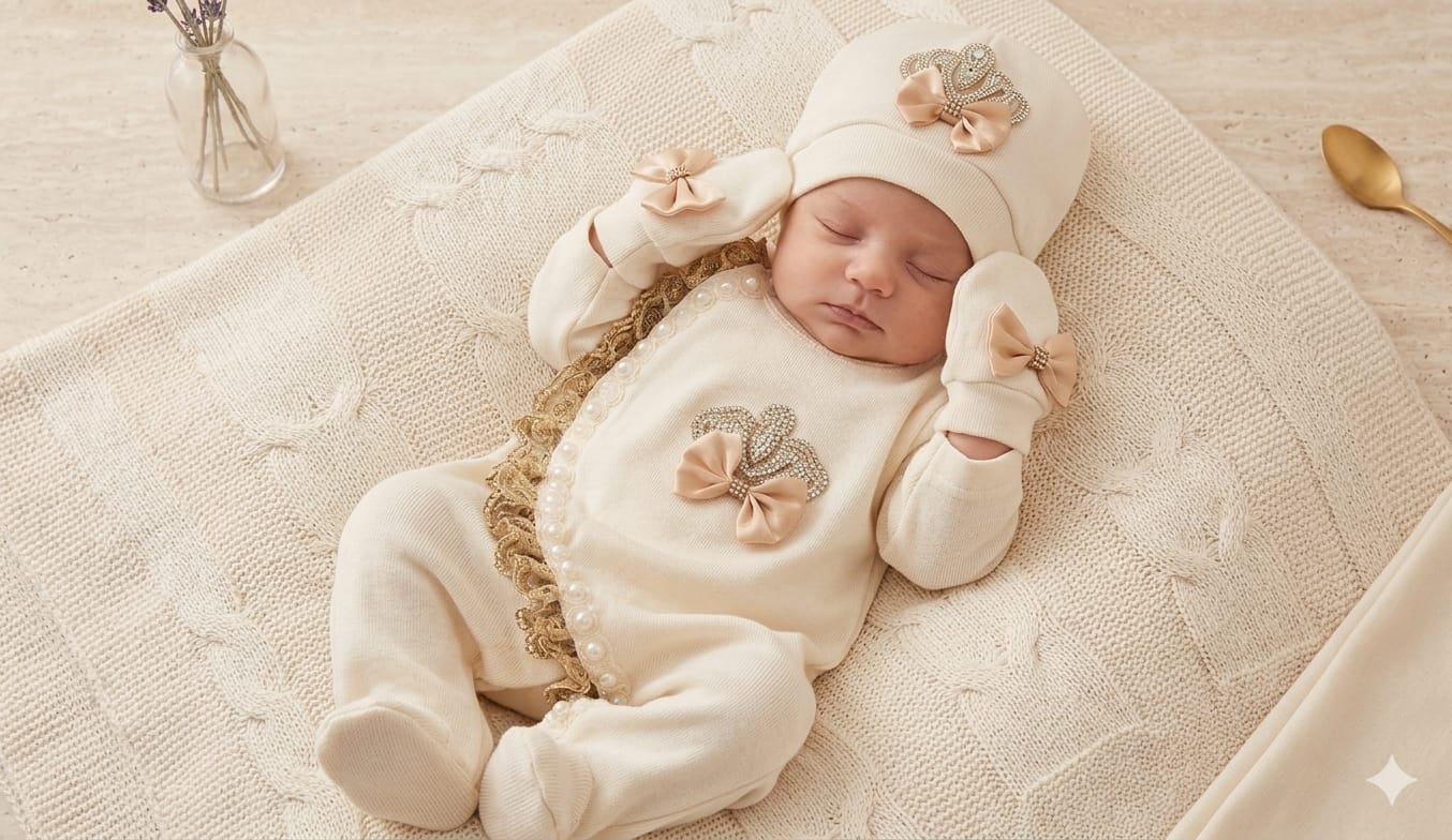 The Gold Ivory Side Pattern Romper Set