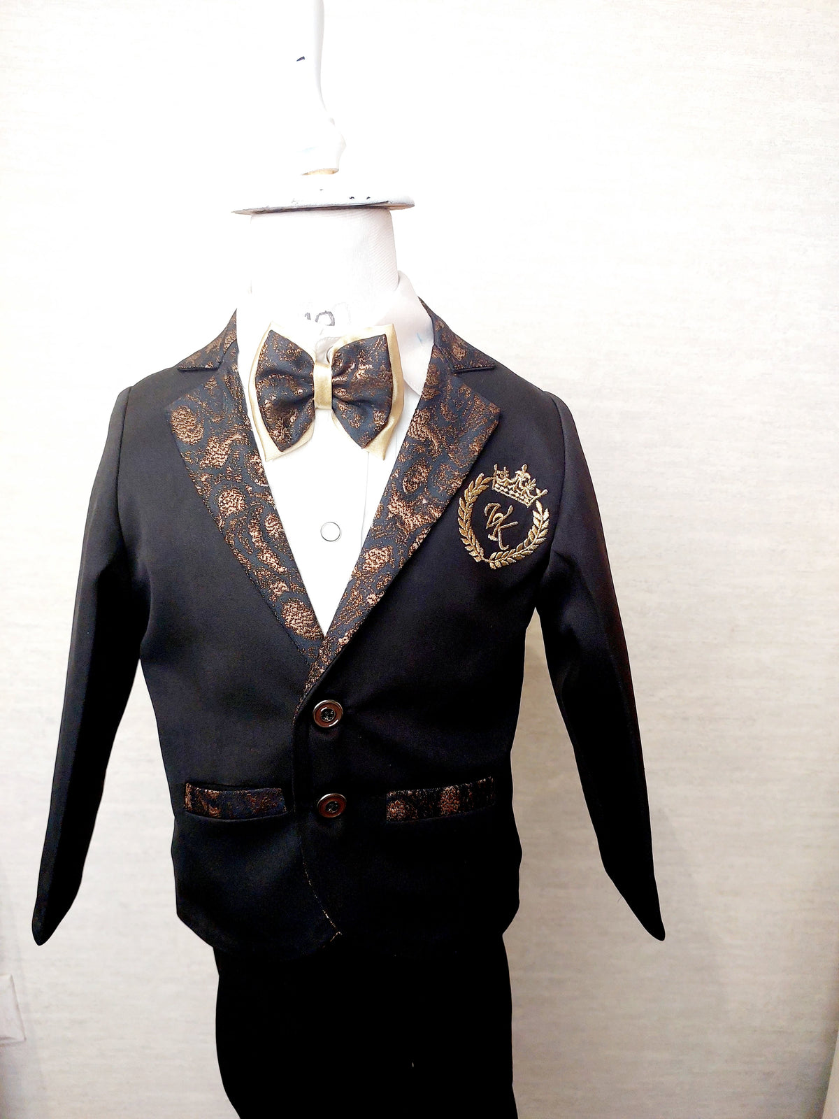 Black Brocade Blazer Set