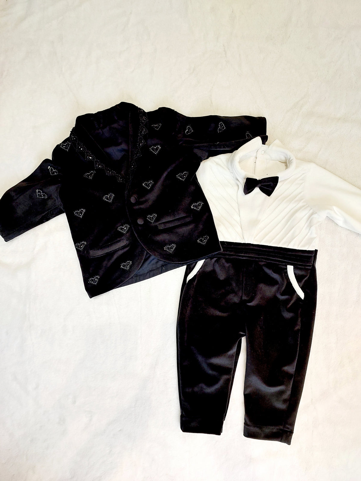 Heart Black Velvet Suit