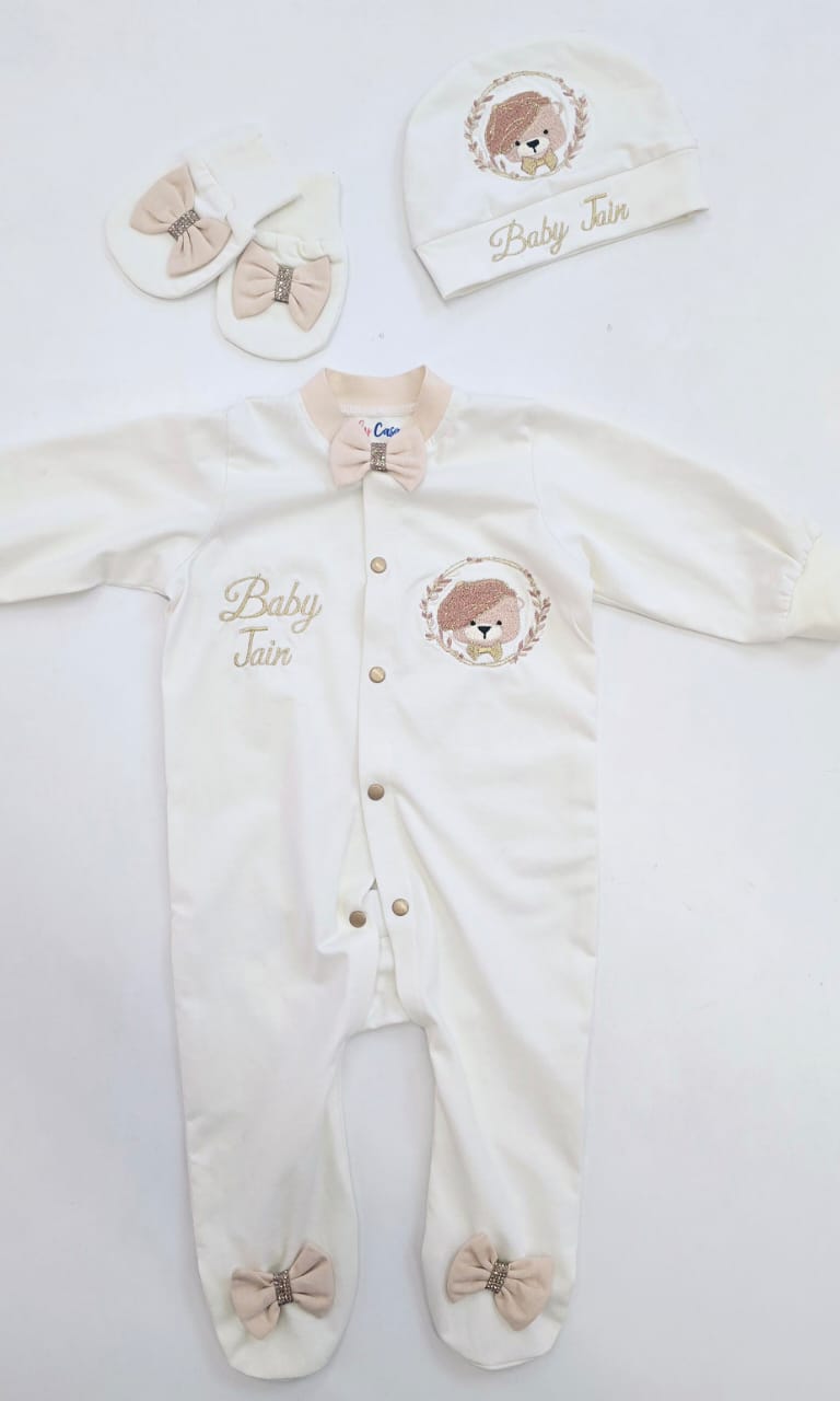The Bow Brown Teddy Romper Set