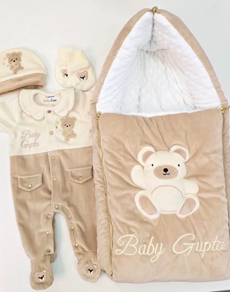 Ivory & Beige 3D Teddy Set