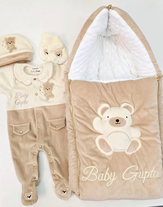 Ivory & Beige 3D Teddy Set