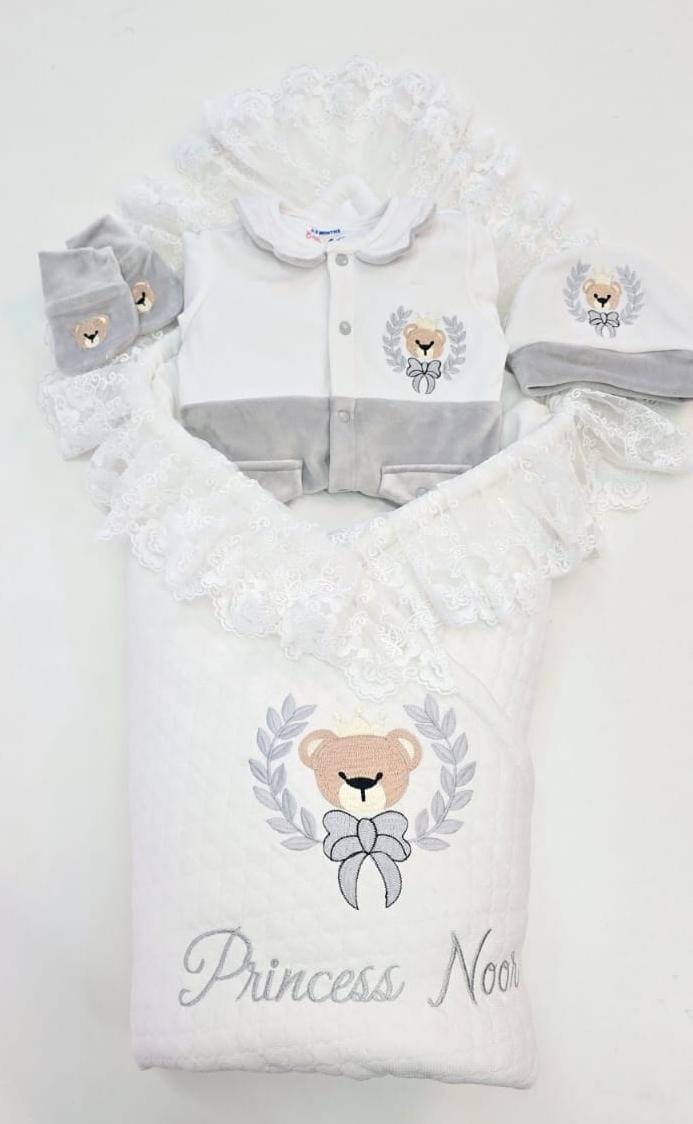 Teddy Bow Wrap & Romper Themed Set