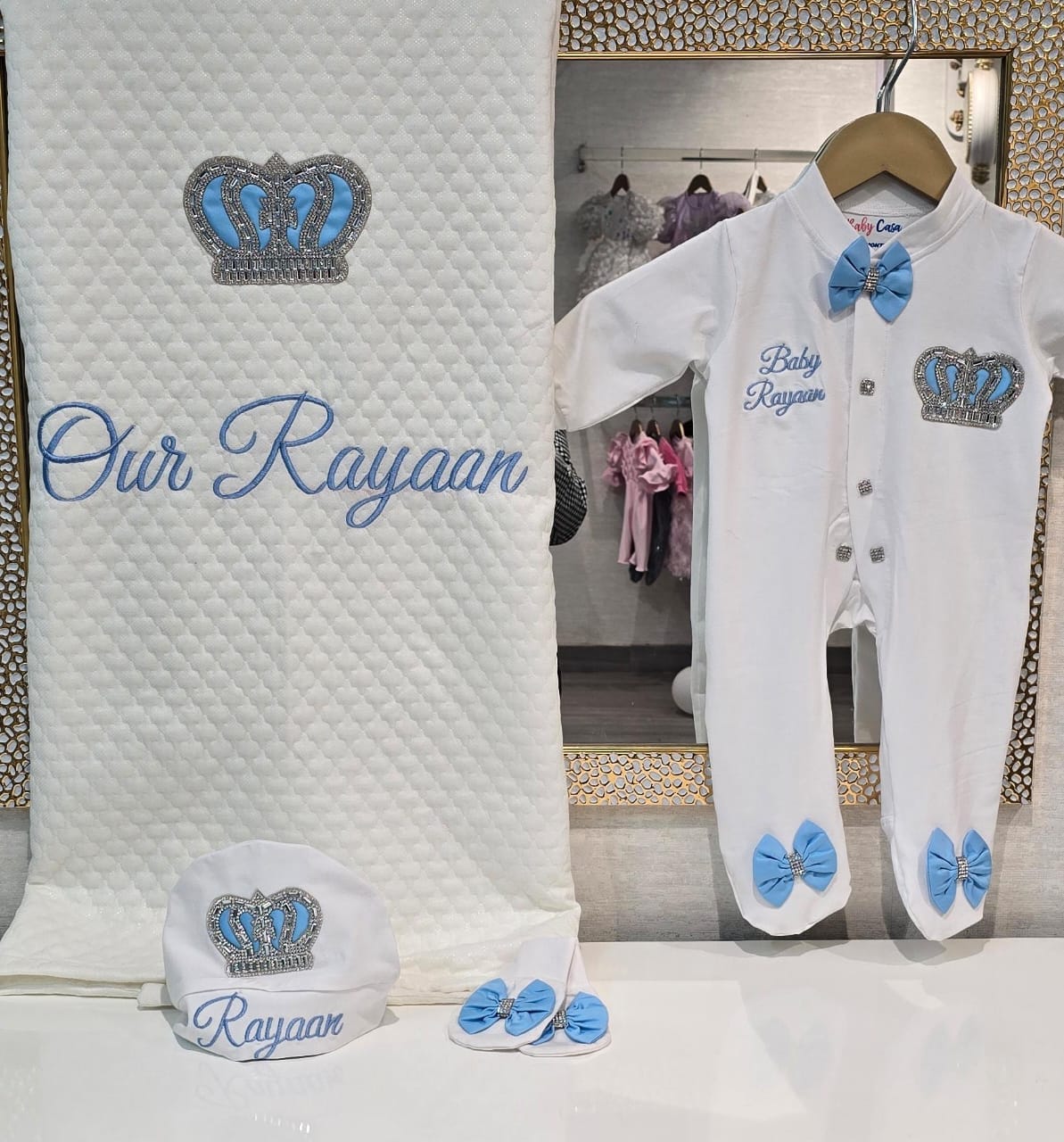 The Rhinestone Crown Sheet & Romper Set