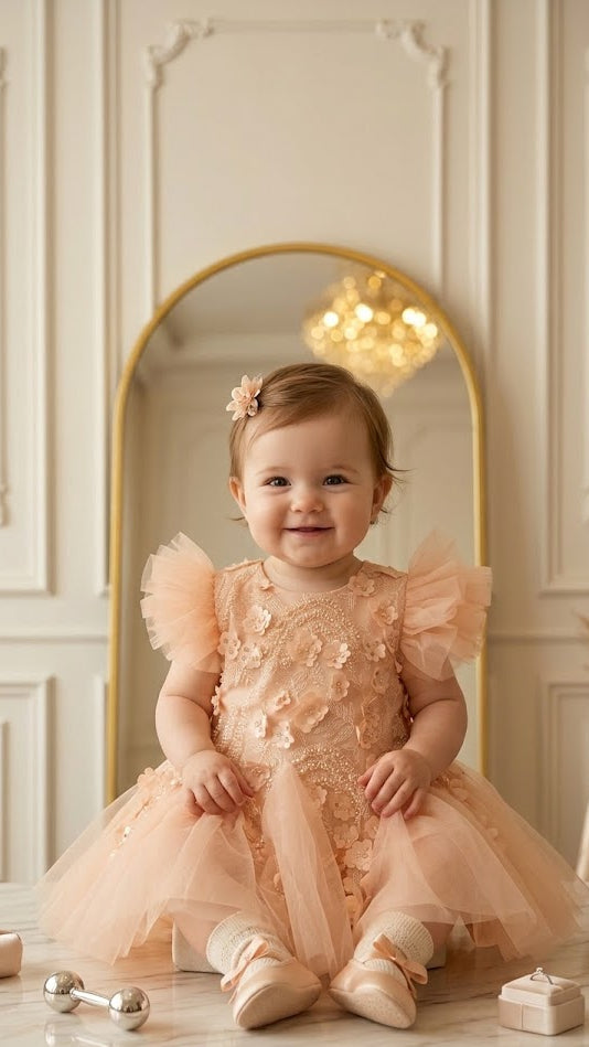 Peach fairy lace dress