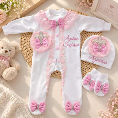 Pink Bow Baby Romper