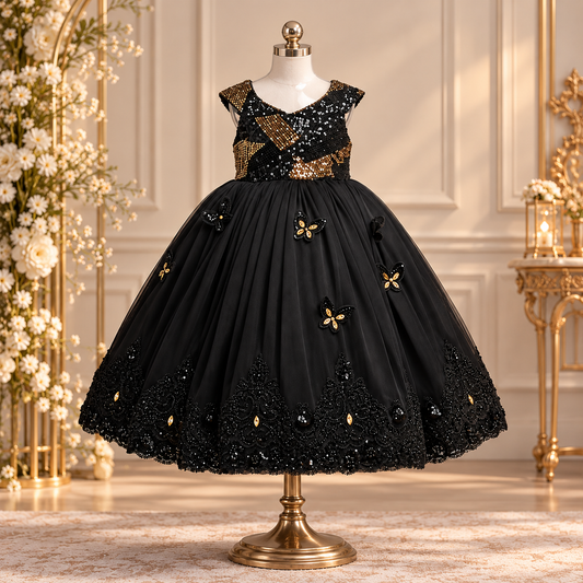 Black Gold Butterfly Gown