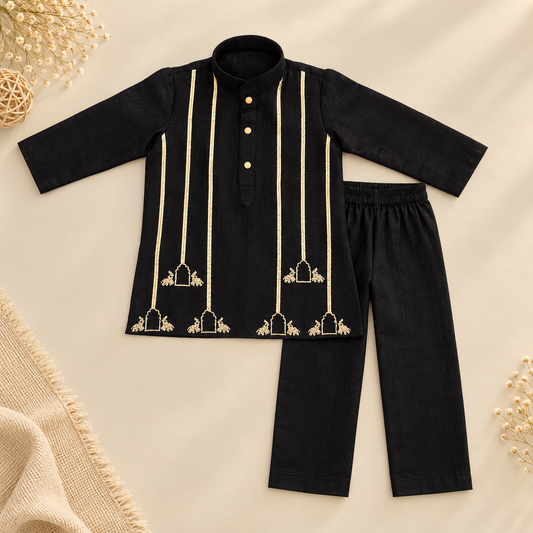 Black Gold Kurta Set