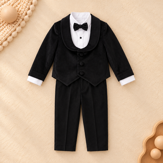 Black Tuxedo Waistcoat Set