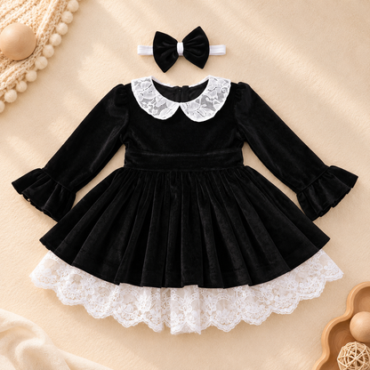 Black Velvet Lace Party Dress