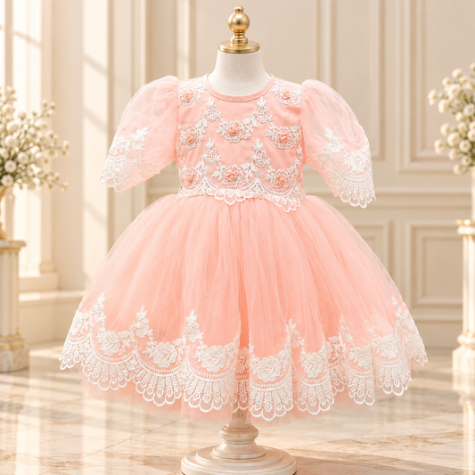 Blush Floral Lace Princess Dress
