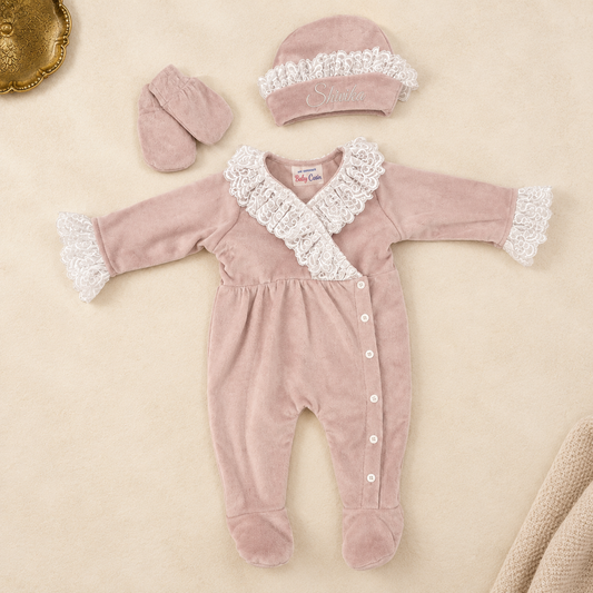 Dusty Pink Lace Roomper Set