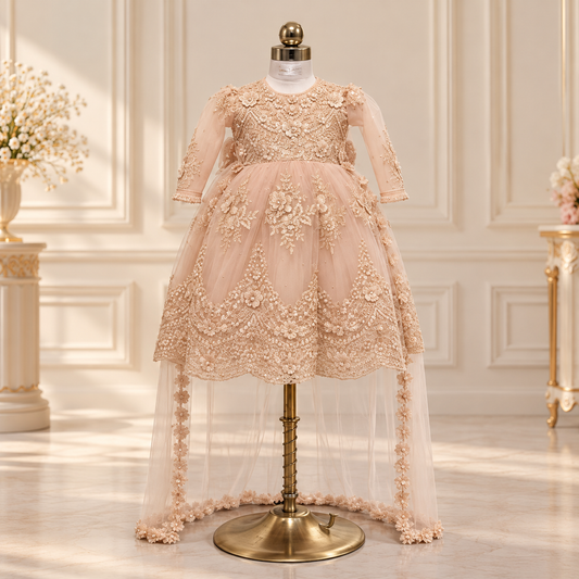 Blush Floral Lace Princess Gown