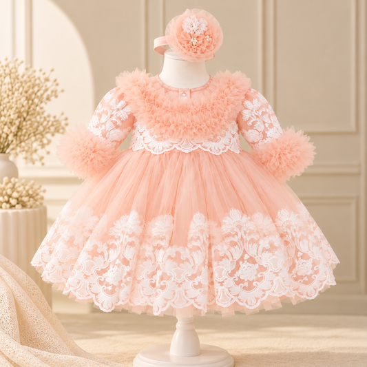 Blush Peach Lace Gown Set