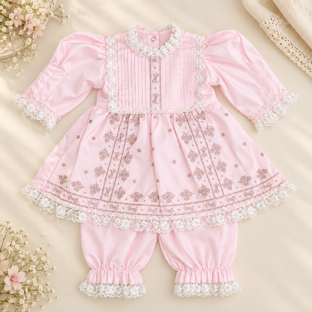 Blush Pink Lace Embroidered Jumpsuit