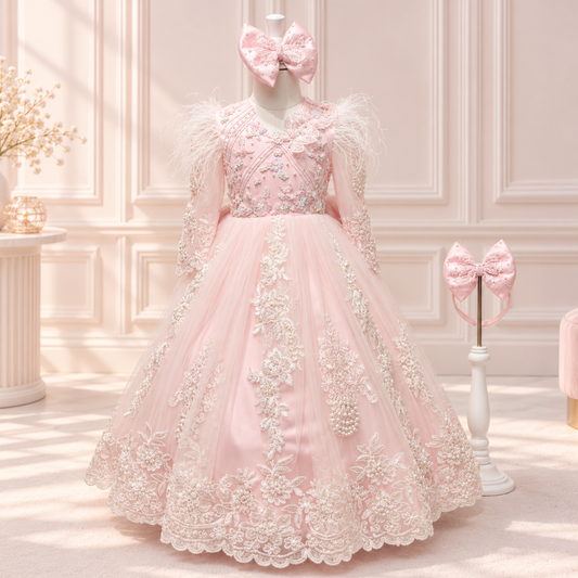 Blush Pink Royal Lace Gown