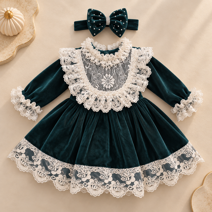 Bottle Green Lace Party Frock