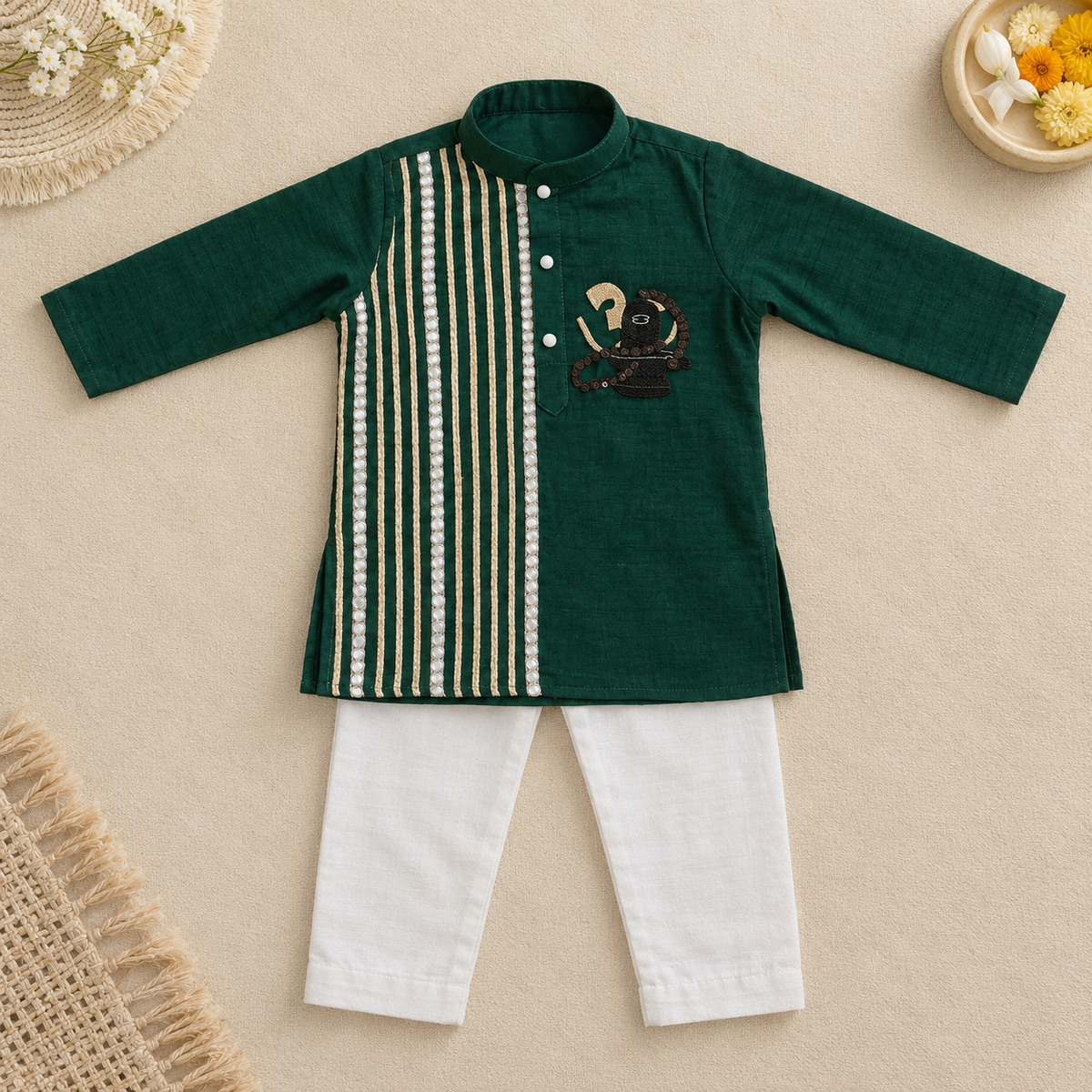 Bottle Green Mahadev Kurta Set