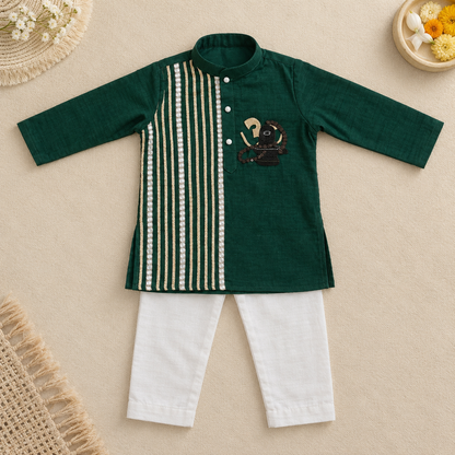 Bottle Green Mahadev Kurta Set