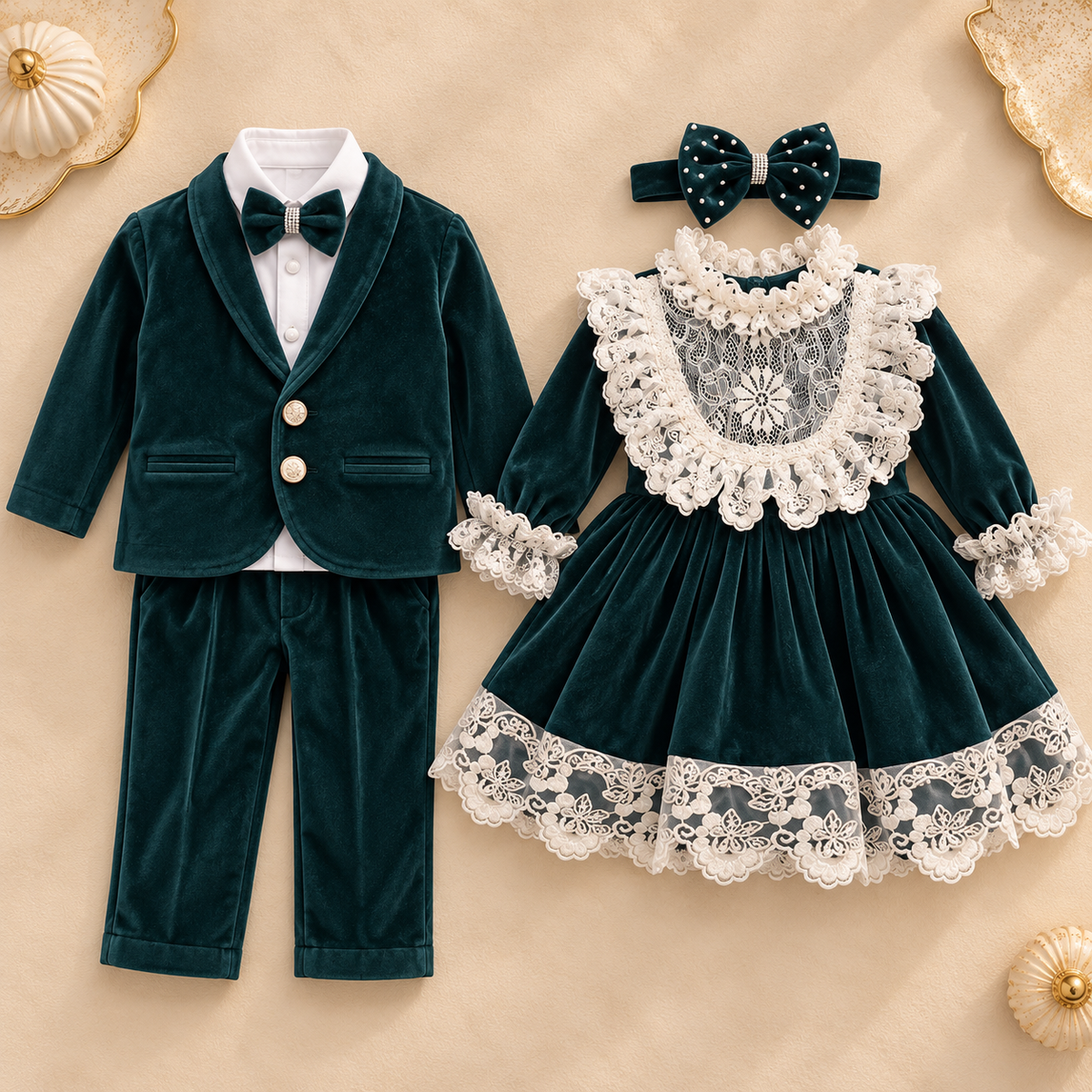 Bottle Green Sibling Twinning Set